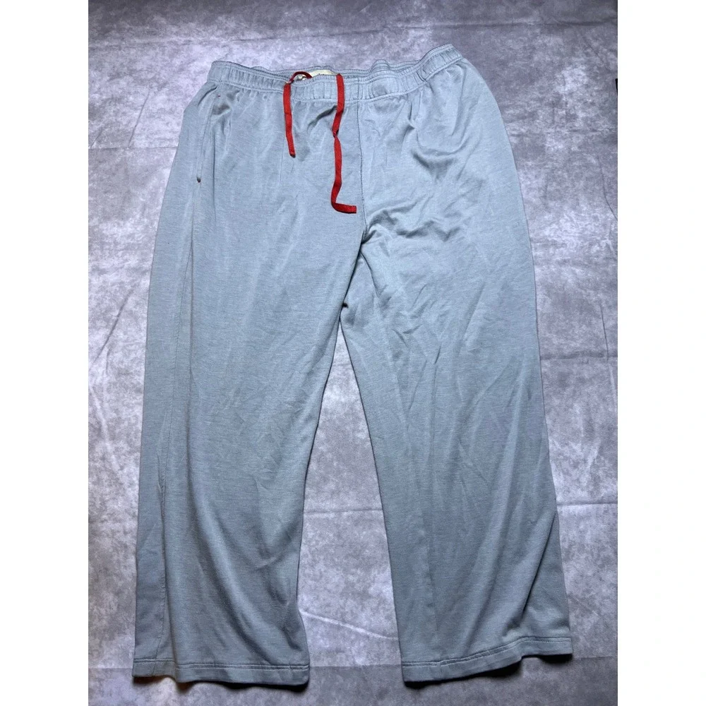 Tommy Bahama Lounge Pants Mens Large Gray Heathered Drawstring Logo Wide Leg